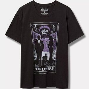 🆕️ Torrid Addams Family The Lovers Tarot Graphic Relaxed Fit Cotton Crew Tee
